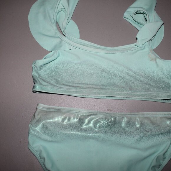 Blue 2 Pcs Justice Bikini Swimsuit Size 14 - Picture 6 of 11